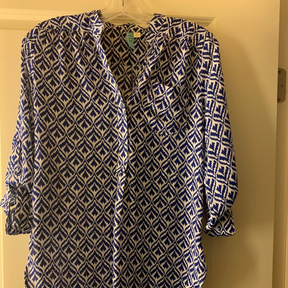 Blue and white blouse